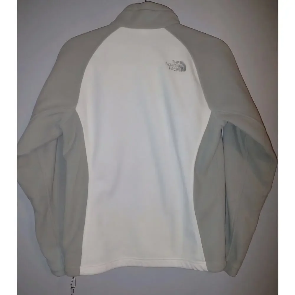 The North Face Gray White/Ivory Fleece Zip Up Jacket Size Medium *Pocket Hole
